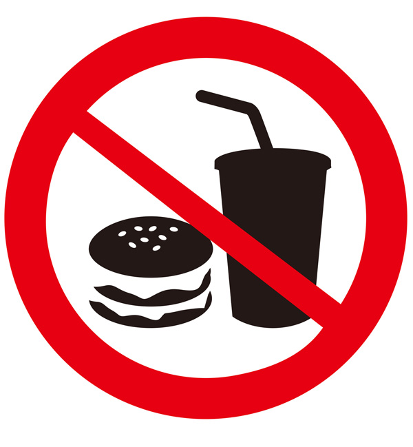 No eat and drink signs