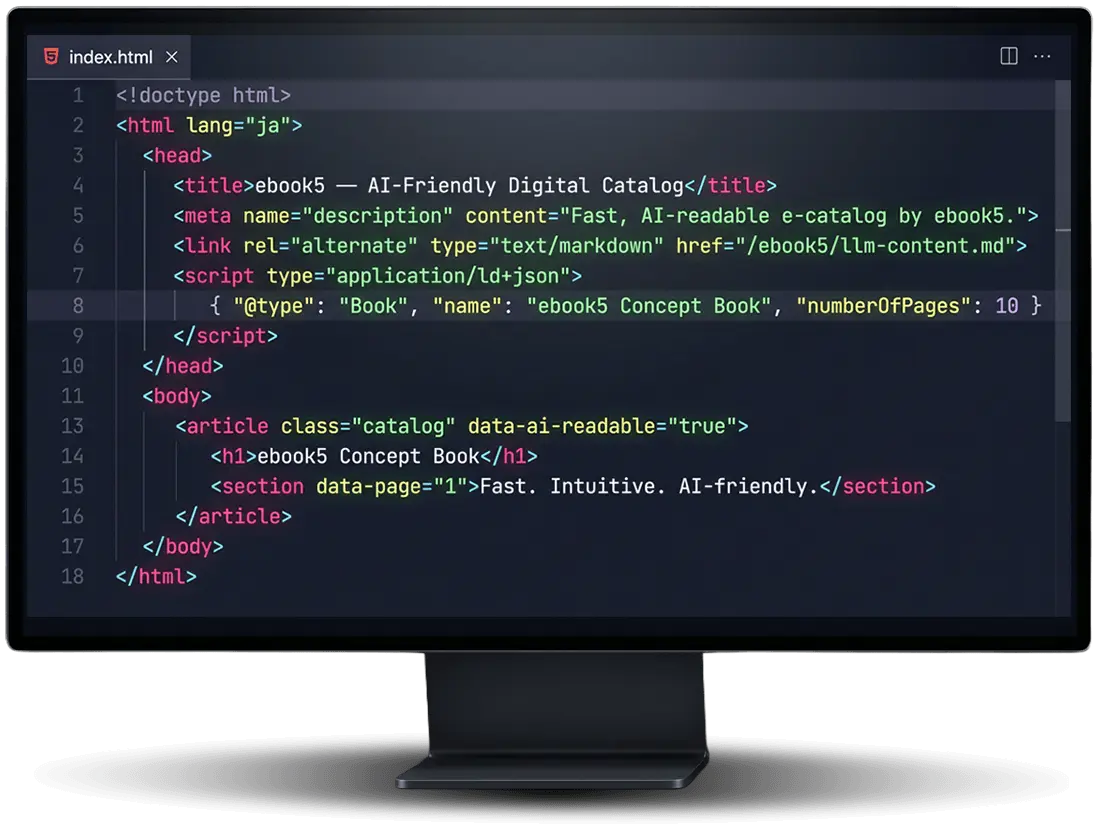 ソースコードを表示したモニター